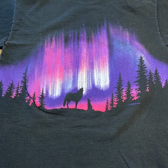 Vintage Habitat T-shirt Howling Wild Pink Purple Night Sky Large Shirt L 90s - Picture 10 of 11